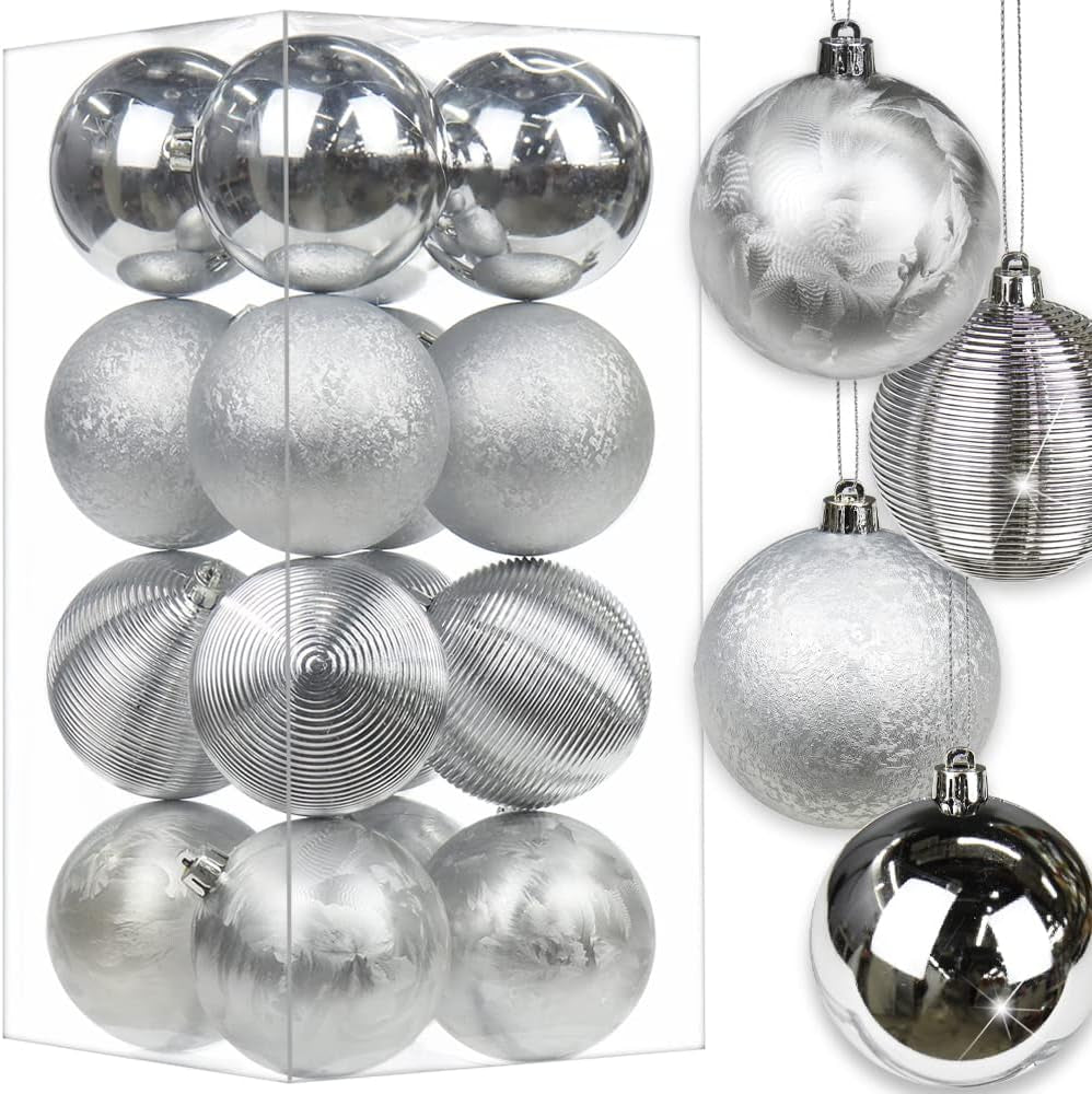 3.14" Christmas Ball Ornaments 16 Pcs Christmas Tree Decorations Set Shatterproof Large Gold Christmas Ornaments Balls with Hanging Loop for Holiday Party Wreath Tabletop Xmas Tree Decor