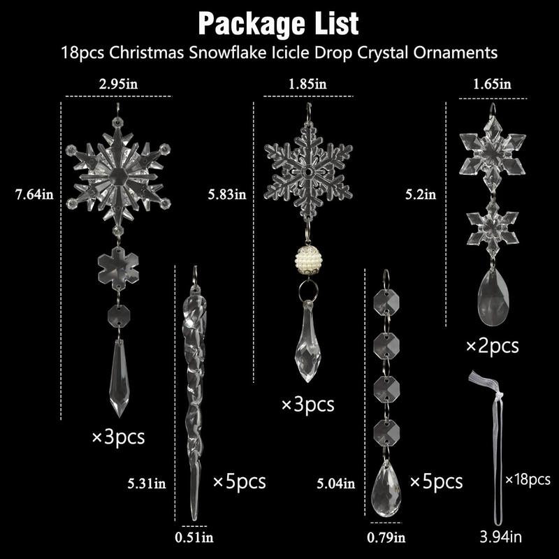 18Pcs Christmas Crystal Ornaments Set 