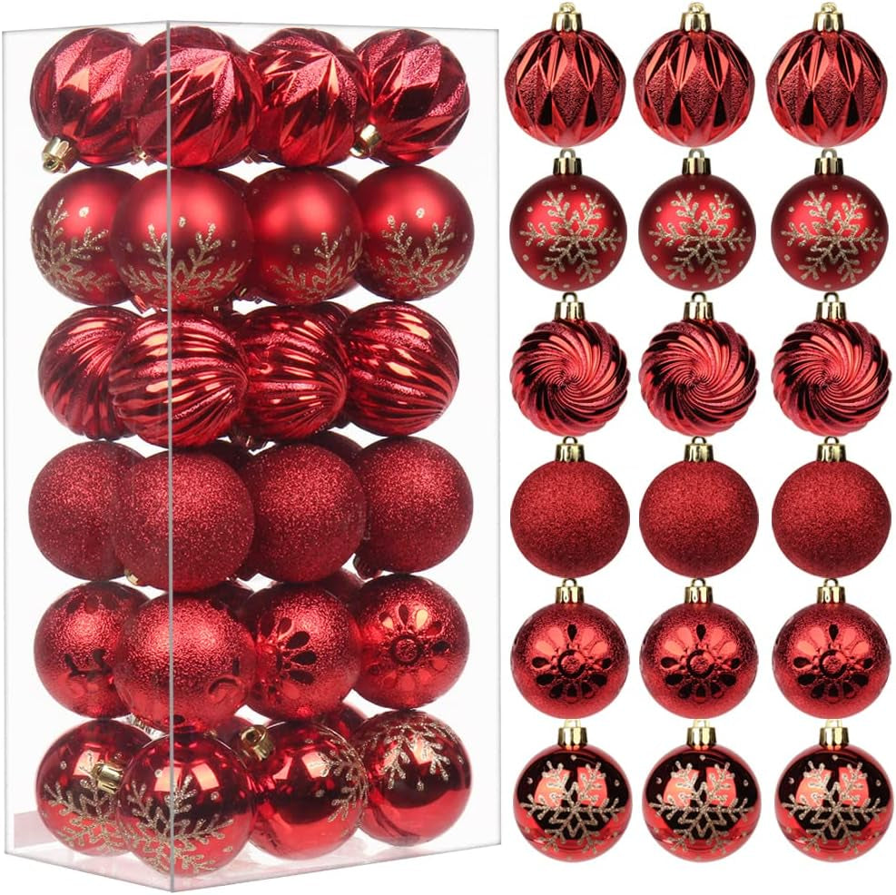 3.14" Christmas Ball Ornaments 16 Pcs Christmas Tree Decorations Set Shatterproof Large Gold Christmas Ornaments Balls with Hanging Loop for Holiday Party Wreath Tabletop Xmas Tree Decor